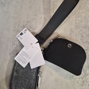 Lululemon Athletica Black and Glitter Solver Wristlet Set